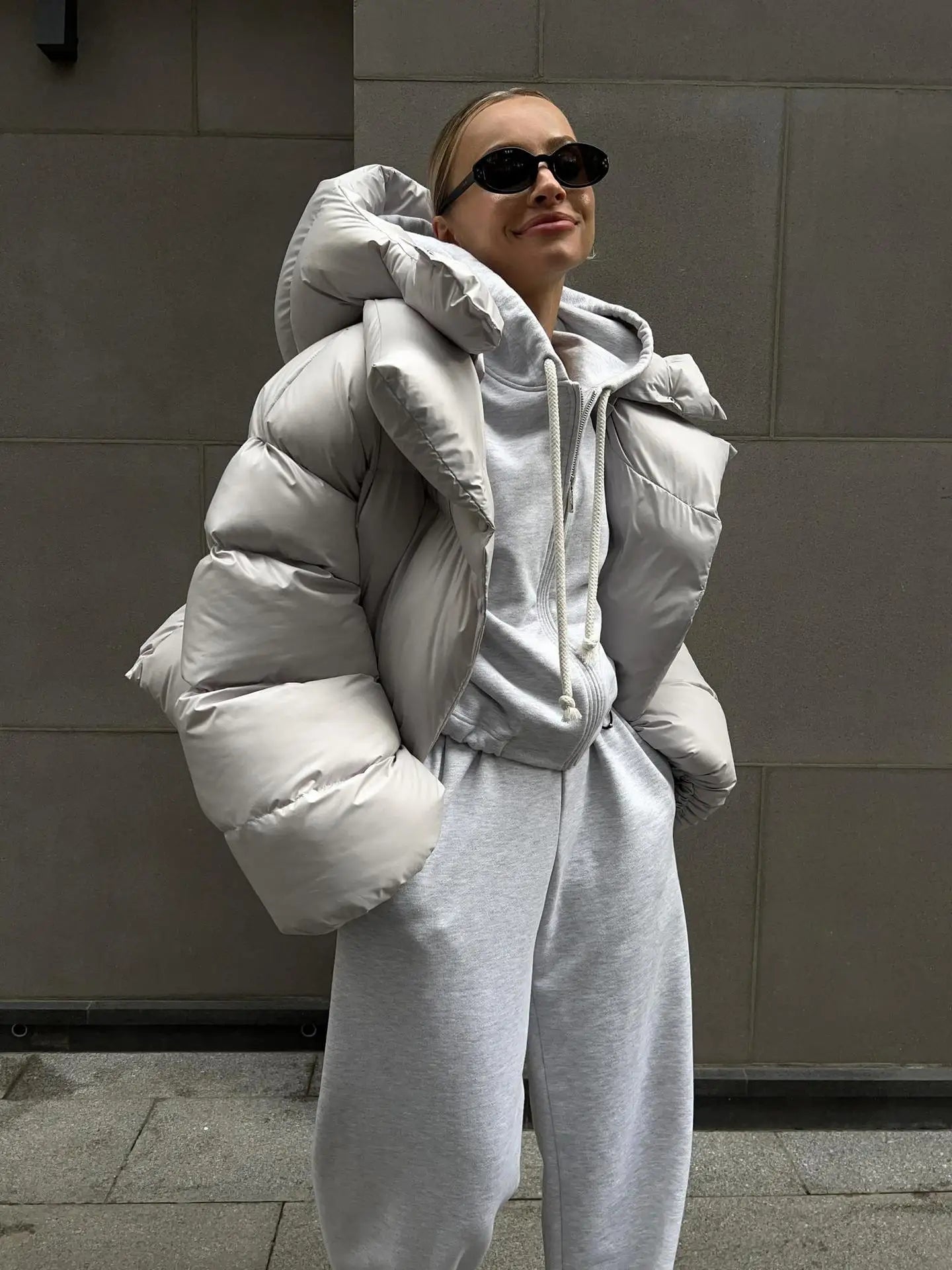 Side View of Azelina Double Layered Jacket