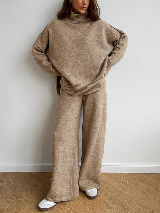 Aryndel Oversized Turtle-Neck Two-Piece Set Front View