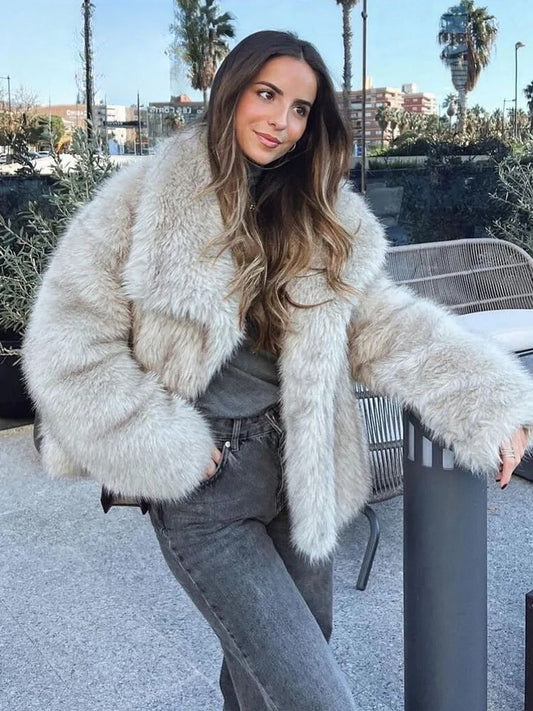 Auralis Sleek Fur Jacket Front View