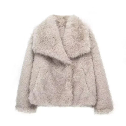 Model Wearing Auralis Sleek Fur Jacket