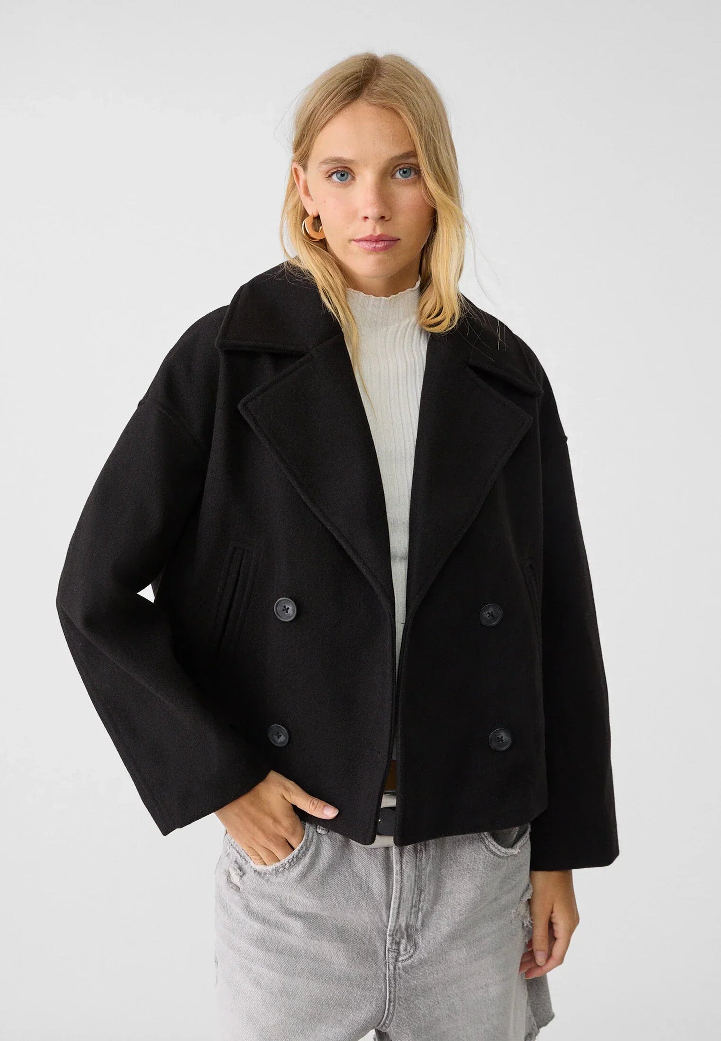 Model Wearing Cyrisse Designer Coat