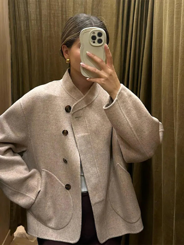 Model Wearing Izzy Wool Blend Coat